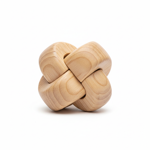 Natural wood grain fidget puzzle brain teaser toy