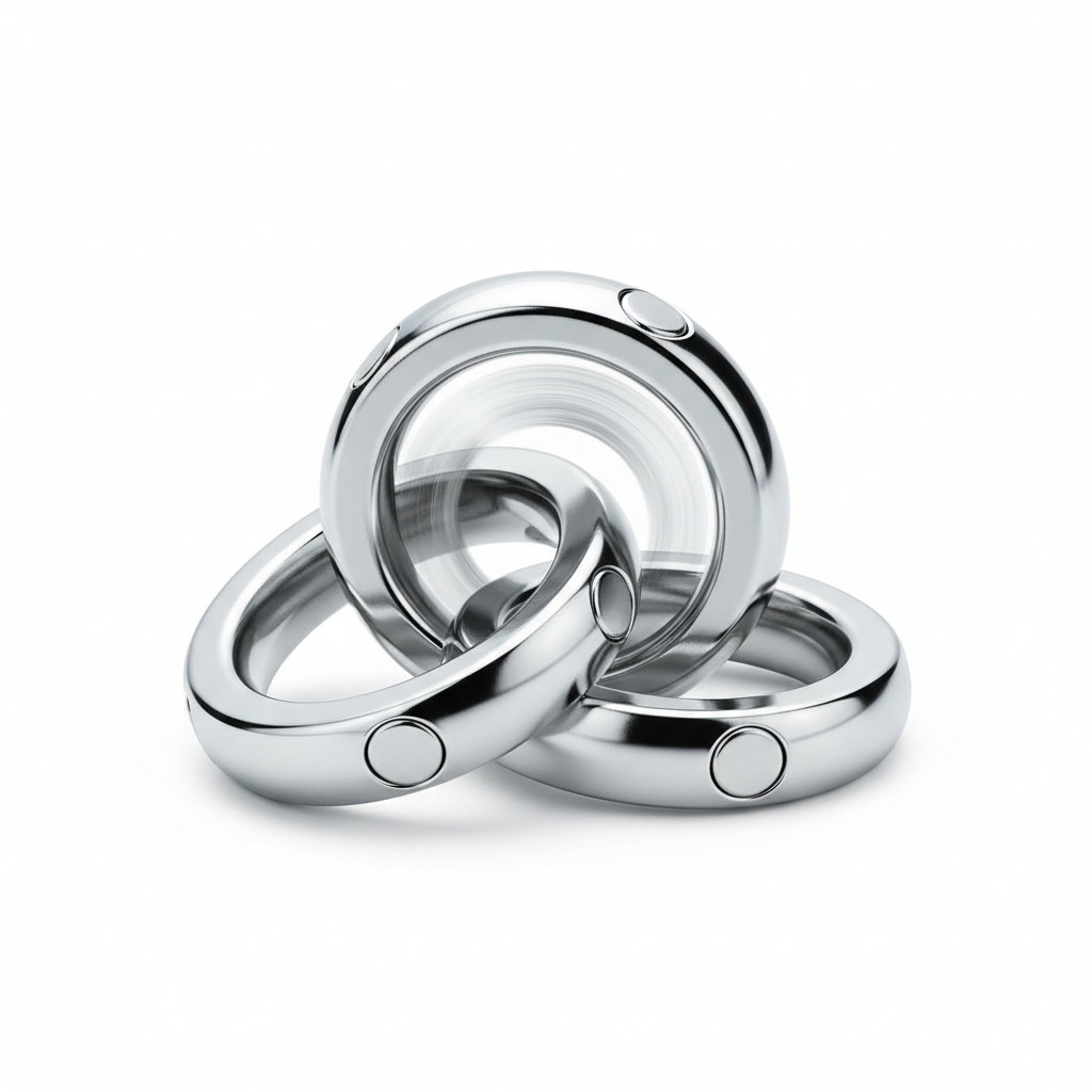 Shiny silver magnetic fidget rings set